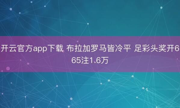 开云官方app下载 布拉加罗马皆冷平 足彩头奖开665注1.6万