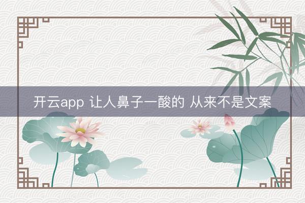 开云app 让人鼻子一酸的 从来不是文案