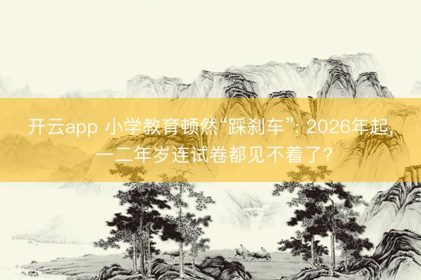 开云app 小学教育顿然“踩刹车”: 2026年起， 一二年岁连试卷都见不着了?