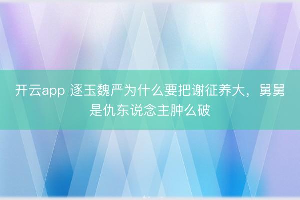 开云app 逐玉魏严为什么要把谢征养大，舅舅是仇东说念主肿么破