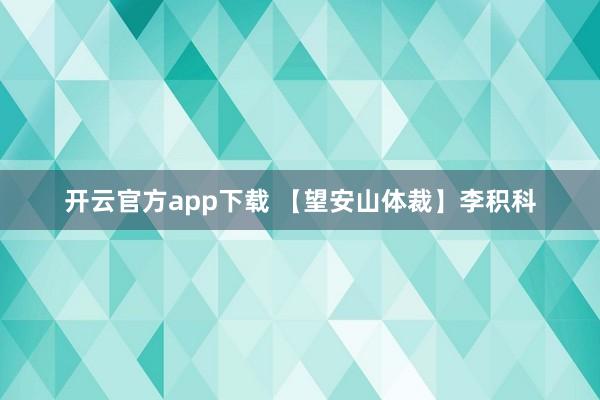 开云官方app下载 【望安山体裁】李积科