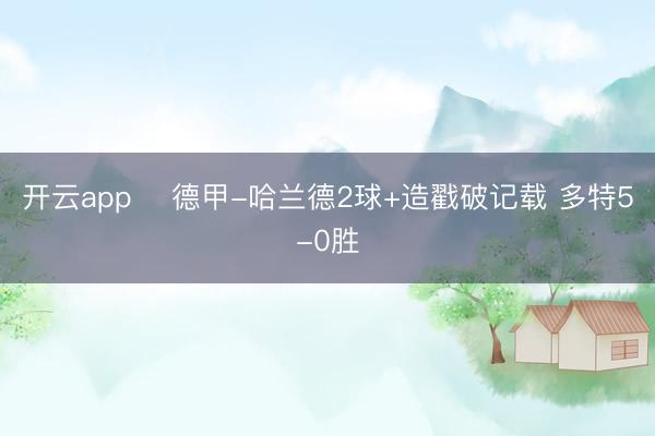 开云app ​德甲-哈兰德2球+造戳破记载 多特5-0胜