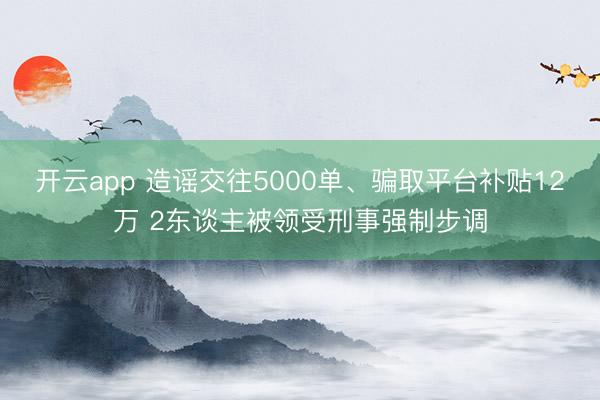 开云app 造谣交往5000单、骗取平台补贴12万 2东谈主被领受刑事强制步调