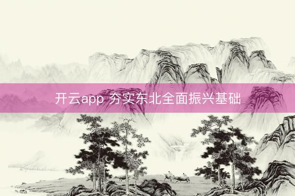 开云app 夯实东北全面振兴基础