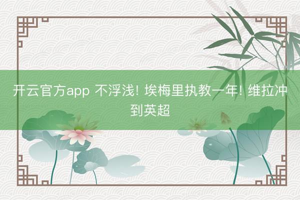 开云官方app 不浮浅! 埃梅里执教一年! 维拉冲到英超
