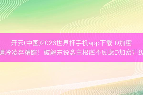 开云(中国)2026世界杯手机app下载 D加密遭冷凌弃糟踏!破解东说念主根底不顾虑D加密升级